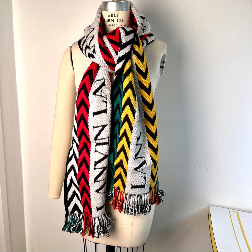 Lanvin Multicolor Chevron Knit Scarf